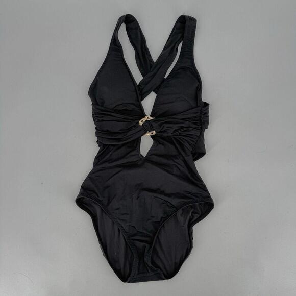 Trina Turk swimsuit womens 4 black keyhole one piece swim beach stretch sexy - Picture 1 of 6